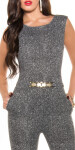 Elegant KouCla Jumpsuit with gold buckle blackwhite L