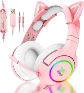 ONIKUMA K9 ružová / Herné slúchadlá / RGB / mikrofón / USB (K9P RGB 3.5mm)