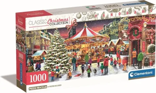 Clementoni 39928 Panoramatické puzzle Vianočná kolekcia: Vianočná dedinka 1000 dielikov