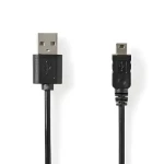 Nedis USB kábel USB-A - Mini 5-pin čierna 2m / Kábel USB / USB-A - Mini 5-pin / 480 Mbps / Poniklované (CCGL60301BK20)