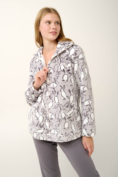 Vamp - Župan na zips s potlačou zajačika 21457 - Vamp light gray M