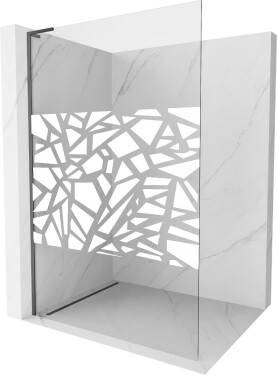 MEXEN/S - Kyoto L Sprchová zástena WALK-IN 110 x 200, biely vzor, grafit metal 800-110-103-95-85