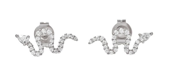 Emporio Armani Strieborné náušnice Had so zirkónmi EG3612040