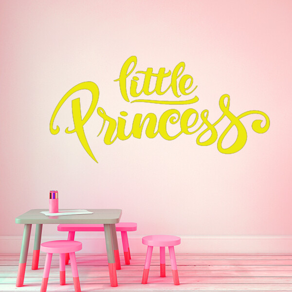 Veselá Stena Samolepka Nápis Little princess Farba: žltá, Veľkosť: 100 x 54 cm