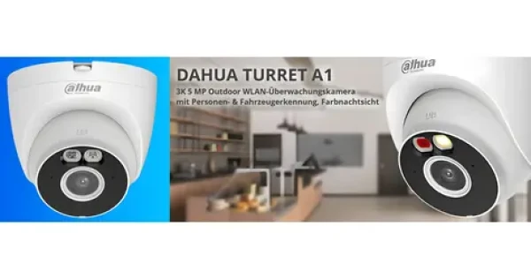 Dahua Turret A1 biela / Vonkajšia IP kamera / 5 Mpx / Wi-Fi 6 / farebné nočné videnie / IP67 (DH-IPC-T5AP-PV-0360B-EUR)