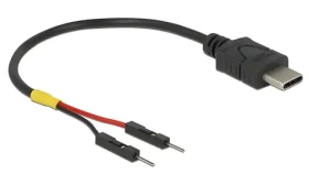 DeLock USB-C / Napájací kábel / 2x pinová zástrčka / 10 cm / čierna (85418)