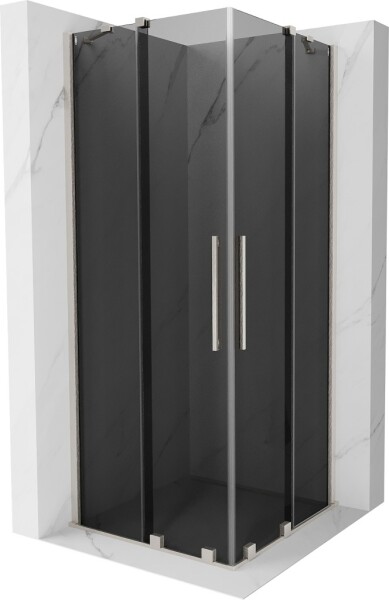 MEXEN/S - Velar Duo sprchovací kút, posuvné dvere 80 x 80, grafit, nikel kartáčovaný 871-080-080-42-97