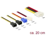 DeLock / Napájací kábel / Molex 4pin (M) - 4X 2pin fan (M) / 0,2 m (85516)