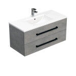 Kúpeľňová skrinka s čiernou úchytkou a umývadlom SAT Cube Way 100x53x46 cm betón mat CUBE46C1002BEMOD CUBE46C1002BEMOD