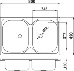 NOVASERVIS - Drez 45x80 dvojitý nerez DR45/80