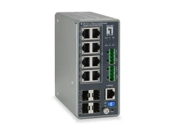 LevelOne IGP-1271 / Priemyselný switch / 8x GE PoE+ / 4X SFP / PoE+ 240 W / Managed L3 (IGP-1271)