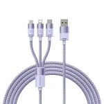 Baseus CAXS000005 Kábel USB-A (M) - Micro-USB (M) amp; USB-C (M) amp; Lightning (M) 1.2 m fialová (CAXS000005)