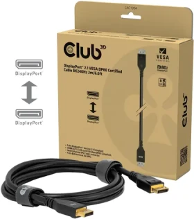 Club3D Kábel DisplayPort 2.1 na DisplayPort 2.1 čierna / VESA DP80 / 8K240Hz / 10K60Hz / 2 m (CAC-1094)