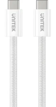 Unitek C14141AWH01-1M biela / Nabíjací kábel / USB-C - USB-C / 100W / PD / 1 m / opletený / magneticky stáčací (C14141AWH01-1M)