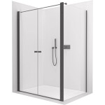 CERANO - Sprchovací kút Antelo L - Ľ/P - 6 mm - čierna matná, transparentné sklo - 92x80 - otočný CER-666547