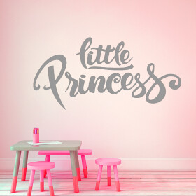 Veselá Stena Samolepka Nápis Little princess Farba: šedá, Veľkosť: 60 x 32 cm