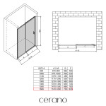 CERANO - Sprchové posuvné dvere Varone LINE Ľ/P - 6 mm - čierna matná, grafitové sklo - 160x195 CER-8050BD7552