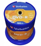 Verbatim DVD- R / Optické médium / 4,7 GB / 16x / 100 ks / cake box (43549)