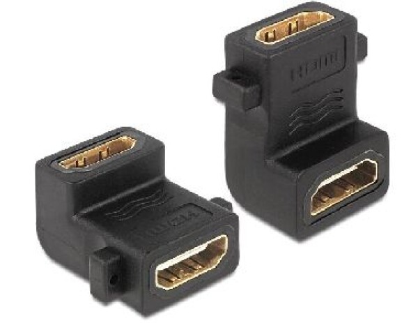 DeLock adaptér HDMI A samica - samica / s otvormi pre skrutky / pravouhlý 90° (65510)