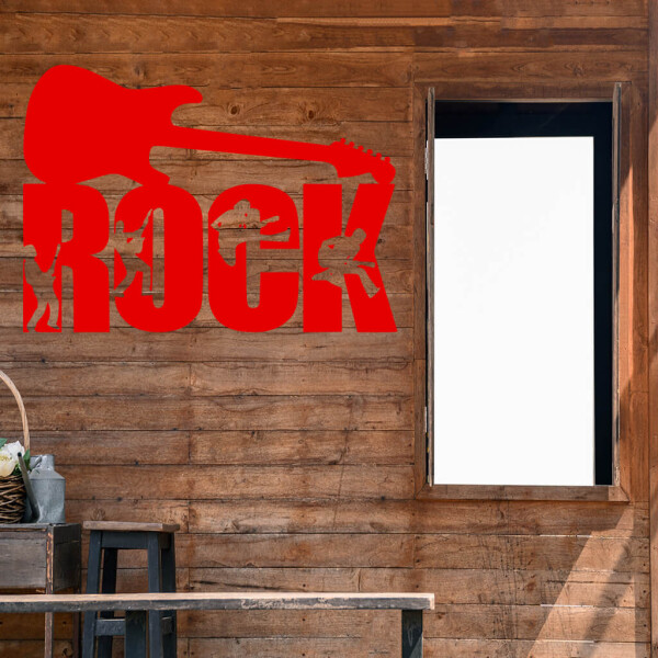 Veselá Stena Samolepka Nápis ROCK Farba: červená, Veľkosť: 40 x 28 cm