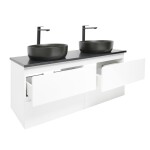Kúpeľňová skrinka s umývadlom a technickým kameňom SAT B-Way 119x50x45 cm biela lesk BWAY2120WTKUB BWAY2120WTKUB