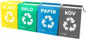 SIXTOL SORT Easy 4 METAL 4ks / Tašky na triedený odpad / 30x30x40cm / 4x36l (SX4203)