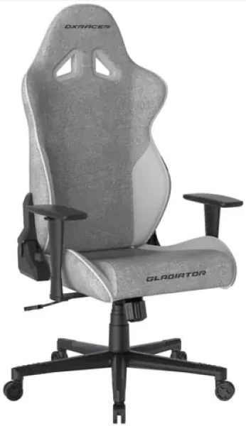 DXRacer GLADIATOR Herná stolička šedo-biela látková / 125-134 cm / látka / 130 kg / Podrúčky (1052840)