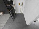 MEXEN/S - KIOTO Sprchová zástena WALK-IN s poličkou a držiakom uterákov 120 x 200, transparent/čierna 8 mm, zlatá 800-120-121-50-77