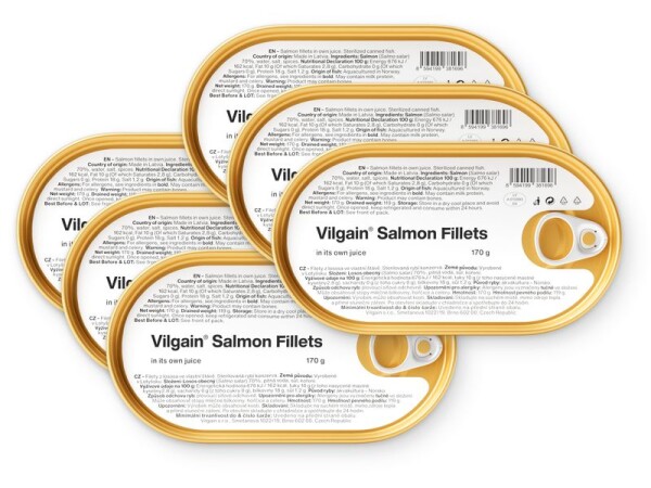 Vilgain Filety z lososa vo vlastnej šťave – 6× 170 g