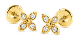 Brilio Zlaté náušnice Kytičky s kubickými zirkónmi 14/252.151/17ZIR
