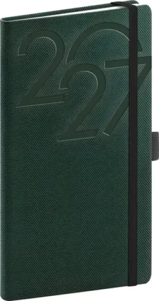 NOTIQUE Vreckový diár AJAX 2027 zelený / Týždenný / 9 x 15,5 cm