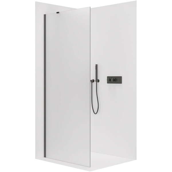 CERANO - Sprchová zástena Walk-in Onyx YL/P - 8 mm - okrúhla vzpera - čierna matná, mliečne sklo - 30x200 CER-8050BD71936