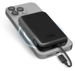 SBS PowerBank Mag 5000 mAh čierna / 20 W / USB-C PD / bezdrôtová / integrovaný kábel