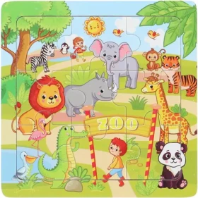 GRAFIX Drevené puzzle Zoo