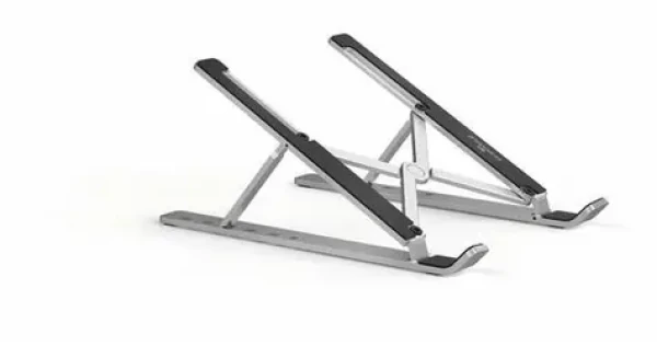 Durable Fold strieborná / Stojan pre notebook / skladací / nastaviteľný / do 15 "/ nosnosť 5 kg (505123)