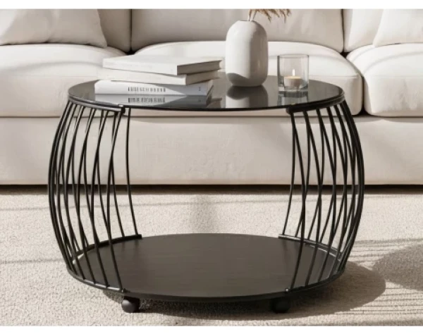 Okrúhly konferenčný stolík Shanghai, čierny/sivý%