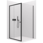 CERANO - Sprchovací kút Varone POINT Ľ/P - 6 mm - čierna matná, transparentné sklo - 130x90x195 - posuvný CER-DY505B-13090