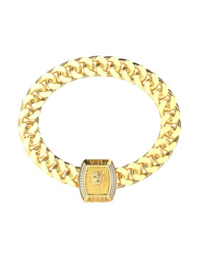 Guess Štýlový pozlátený náramok Lion King JUMB05005JWYG 19 cm