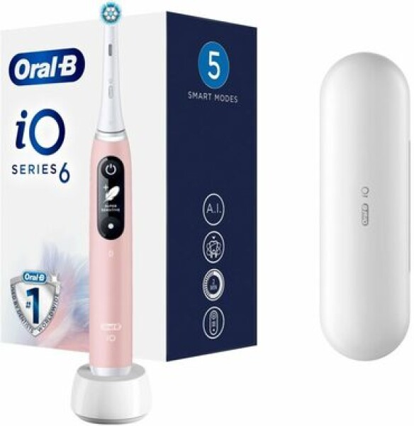 Oral-B iO Series 6N Sensitive Edifition Pink Sand / Elektrická zubná kefka / magnetické iO / 5 režimov / AI / OLED (445197)