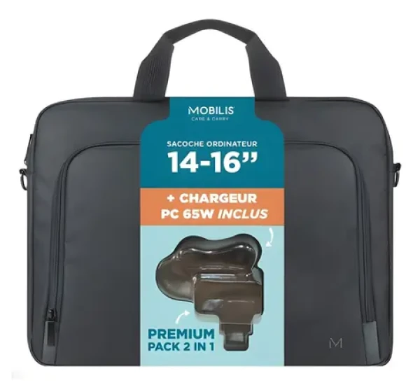 Mobilis TheOne čierna / Taška pre notebook + nabíjačka 65W / do 16" / 12 l / Toploader (003089)