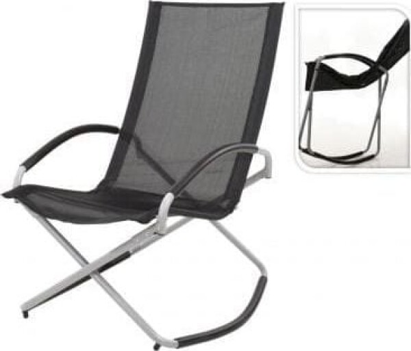 KMTP kreslo ogrodowe bujane składane čierne 98x70x90cm