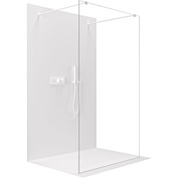 CERANO - Sprchová zástena Walk-in Onyx Duo Ľ/P - 8 mm - hranatá vzpera - biela matná, transparentné sklo - 100x200 CER-8050BD1806