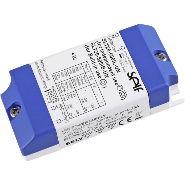 Self Electronics SLT20-500IL-UN LED driver konštantný prúd 20 W 150 - 500 mA 2.0 - 42.0 V/DC schválenie nábytku, bez možnosti stmievania, ochrana proti prepätiu; SLT20-500IL-UN