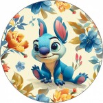 Jedlý papir Stitch s kvetinovým pozadím 19,5 cm - Pictu Hap - Pictu Hap