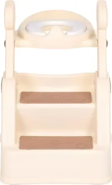 ECOTOYS Záchodová doštička so schodíkmi béžová / Toaletné sedadlo / Nastaviteľná výška / Protišmykové schodíky (HA-P33-2)