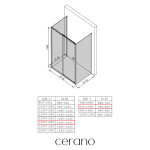 CERANO - Trojstenný sprchovací kút Varone POINT UL/P - 6 mm - čierna matná, transparentné sklo - 140x80x195 - posuvný CER-DY505B-90128