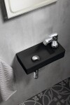 SAPHO - ZOE keramické umývadlo 37x18 cm, otvor pre batériu vpravo, čierna mat AR495B