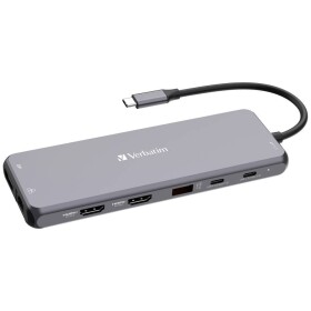 Verbatim Multiport Hub CMH-13 USB-C sivá / Dokovacia stanica / 6x USB-A / 2x USB-C / RJ45 / 2x HDMI / DP / 3.5mm (32153)