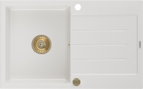 MEXEN/S MEXEN/S - Bruno granitový drez 1 s odkvapkávačom 795x495 mm, biela, + zlatý sifón 6513791010-20-G