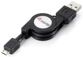 Equip USB-A - Micro-USB B čierny / Kábel / USB 2.0 / Vysúvací / 1 m (128595)